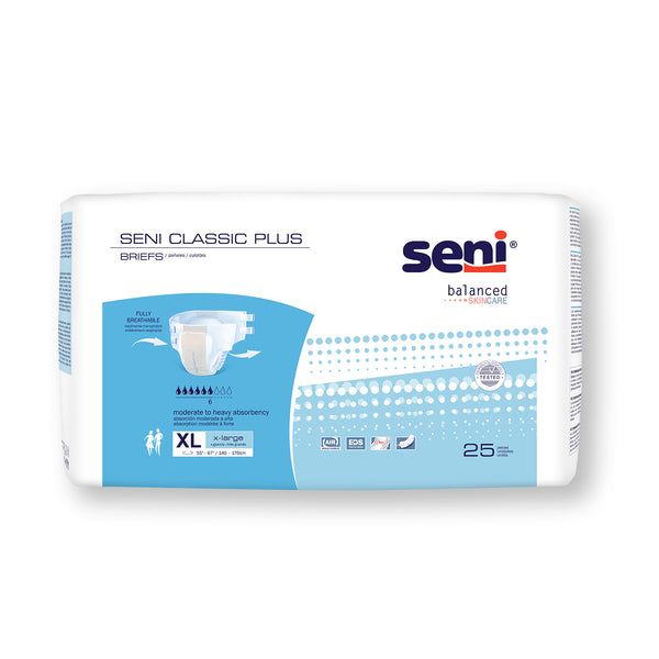 Seni Classic Plus Briefs with Tabs - Moderate to Heavy Absorbency