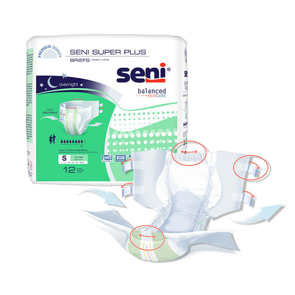 Seni Super Plus Briefs with Tabs - Heavy to Severe Absorbency